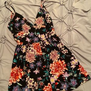 Black flower romper